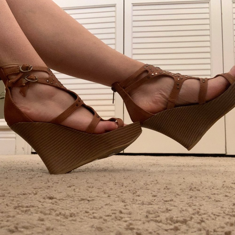 Perfect condition brown studded wedges